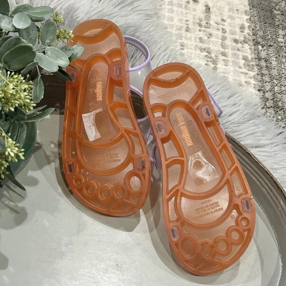 Mini Melissa Acqua Sandals Sz‎ 3 Jelly Sandals Orange Purple Adjustable Strap